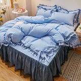 Xpoko Bed Linen Princess Bedding Set Luxury Bed Sheet Comforter Set Duvet Cover Bed Skirt and Pillowcase King Size Bedding Set Luxury