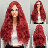 Xpoko Bug Wig for Women Long Wavy Purple Wig with Bangs, Heat Resistant Fiber Synthetic Ginger Curly Wigs Daily Party Cosplay Wig