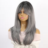 Xpoko High Quality Natural Gray Lolita Wig Long Straight Hair Synthetic Cos Wig Women's Daily Party Straight Hair Wig