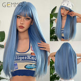 Xpoko Synthetic White Cosplay Wig Long Straight Blonde Wigs with Bangs Party Lolita Hair Wig for Women Heat Resistant Halloween Hair