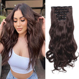 Xpoko 22 inch curly synthetic hair 6 piece curling extensions set to extend hair extensions Invisible clip wig extends long piece