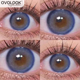 Xpoko 1 pair/2pcs Blue Lenses with Diopters Color Contact Lenses for Eyes Prescription Colored Eye Lenses with Free Lens Case