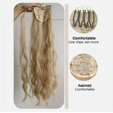 Xpoko Corn Wavy Ponytail Extended Winding Long Curly Wavy Ponytail Extended Synthetic Blonde Ponytail Wig For Female Girl