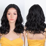 Xpoko Synthetic Lace Front Wigs 20 Inch Black Deep Wavy Wig Blonde Wig Cosplay Curly Wig Lace Front Wig For Women Lace Wig