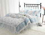 Xpoko -  blue floral bedding set girl,twin full queen king cotton single double home textile bedspread pillow case duvet cover