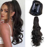 Xpoko 24 Inch Long Smooth Overhead Ponytail Hair Ponytail Claw Clip Hair Extensions 150g/Pack Drawstring Curly Wavy Hairpiece Pigtail