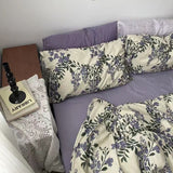 Xpoko 100% Cotton Bedding Set 4-piece/set Textile Home Wisteria Retro Bedding Set Deluxe King Bed Sheet/Duvet Cover/pillow Case