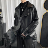 Xpoko Spring and autumn loose leather jackets handsome and trendy autumn and winter new Korean style motorcycle leather jackets for