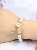 Xpoko National Jade Beads&Flower Handmade Bracelet