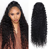 Xpoko 24 Inch Curly Ponytail Extensions Synthetic Deep Wave Drawstring Ponytail For Black Women Human Hair Feeling With Clip