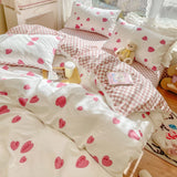 Xpoko Cute Moon Bedding Set For Girl Kawaii Heats Flower Cotton Twin Full Queen Size Bedding Double Fitted Bed Sheet Quilt Duvet Cover