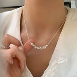 Xpoko Gifts Y2K Liquid Metal Irregular Round Pendant Necklace for Women Punk Hollow Droplet Snake Bone Choker Accessories Fashion Jewelry