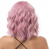 Xpoko Synthetic Pastel Wavy Wig With Bangs Ladies Short Style Pink Wig Role Play Suitable For Girls Daily Use Wig