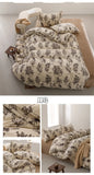 Xpoko  -  Warm Plant Pattern Duvet Cover Set, Thick Flannel Fleece, Luxury Bedding Set, Simple Soft Short Plush Bed Set, Autumn and Winter