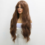 Xpoko Brown High-Quality Women's Wig Curls Synthetic Synthetic Fiber Wigs Daily Party Lolita Cosplay Women's Wig Curls