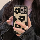 Xpoko Korean Retro Fuzzy Plush Flowers Pattern Phone Case For iPhone 16 15 14 11 12 13 Pro Max  Cases Winter Soft Shockproof Cover