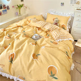 Xpoko Kawaii Peach Bedding Set For Home Cotton Twin Full Queen Size Strawberry Bear Cute Fitted Bed Sheet Pillowcases Duvet Cover