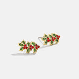 Xpoko Copper Rhinestone Christmas Stud Earrings