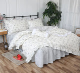 Xpoko  -  Romantic elegant flower plaid bedding set,twin full queen king cute cotton double home textile bedspread pillow case quilt cover