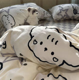 Xpoko  -  Cute cartoon dog star bedding set teen boy,twin full queen lovely puppy cotton home textile bed sheet pillow case quilt cover