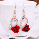 Xpoko Christmas Gifts Christmas Red Bow Drop Earring For Women Temperament Heart Flocking Bowknot Christmas Earring Girls New Year Festival Jewelry