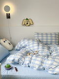 Xpoko Danish Pastel Plaid Bedding Set