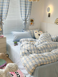 Xpoko Danish Pastel Plaid Bedding Set