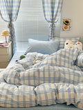 Xpoko Danish Pastel Plaid Bedding Set