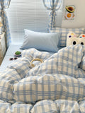 Xpoko Danish Pastel Plaid Bedding Set