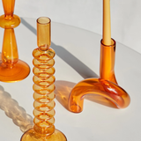 Xpoko Color Glass Twisted Candlestick Holder