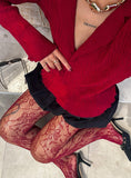 Xpoko Fior Lace Stockings Red