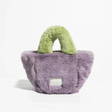 Xpoko Fluffy Faux Fur Basket Handbag