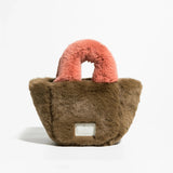 Xpoko Fluffy Faux Fur Basket Handbag