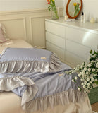 Xpoko French Aesthetic Silky Satin Ruffle Bedding Set