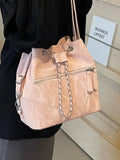 Xpoko Front Pocket Chain Accent Bucket Bag