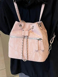 Xpoko Front Pocket Chain Accent Bucket Bag