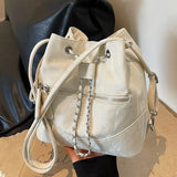 Xpoko Front Pocket Chain Accent Bucket Bag