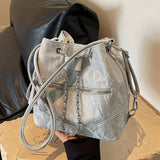 Xpoko Front Pocket Chain Accent Bucket Bag