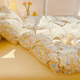 Xpoko Golden Hour Floral Oil Painting Bedding Set