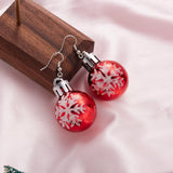 Xpoko Christmas Gifts Creative Christmas Resin Ball Ear Hook Earrings For Women Star Snowflake Shiny Sequins Round Ball Dangle Earring Xmas Jewelry