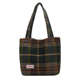 Xpoko Tote Women's Bag Shoulder Wool Shopper Bags For Women Large Capacity Autumn Winter New Soft Plaid Ladies Travel Designer Handbag