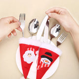 Xpoko Tableware Fork Knife Holder Bag Navidad 2021 Noel Christmas Decorations for Home Dinner Table Decor New Year 2022 Christmas Gift