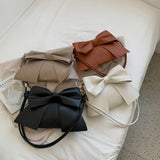Xpoko Luxury Designer Handbags For Women Simple Fashion Cute Bow Flap Ladies Solid Handbag Women's Leather Shoulder Crossbody Bags