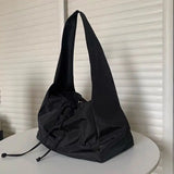 Xpoko back to school  Women Bag New Nylon Bucket Fashion Solid Zipper SOFT Shoulder Bag Purses and Handbags Luxury Designer Black Tote Bag