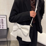 Xpoko Luxury Designer Handbags For Women Simple Fashion Cute Bow Flap Ladies Solid Handbag Women's Leather Shoulder Crossbody Bags