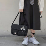 Xpoko Women's Shoulder Bag Woman Handbag Large-Capacity Simple Fashion Solid Casual Canvas School Crossbody Messenger Bags for Women