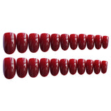 Xpoko 24pcs/Set Gorgeous Wine Red False Nails With Glue Middle Long Round Head Full Nail Tips Finished Fake Nail artificial nails