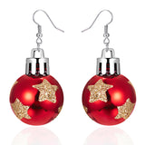 Xpoko Christmas Gifts Creative Christmas Resin Ball Ear Hook Earrings For Women Star Snowflake Shiny Sequins Round Ball Dangle Earring Xmas Jewelry