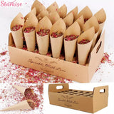 Xpoko Kraft Paper Wedding Tray Confetti Cone Stand Box Tray Rustic Wedding Decoration Wedding Confetti Cones Wedding Cones  Set supply