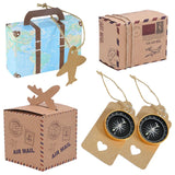 Xpoko 10pcs Mini Suitcase Candy Box Travel Map Classic Theme Gift Box Compass Pendant For Wedding Birthday Favor Present Boxes Packing